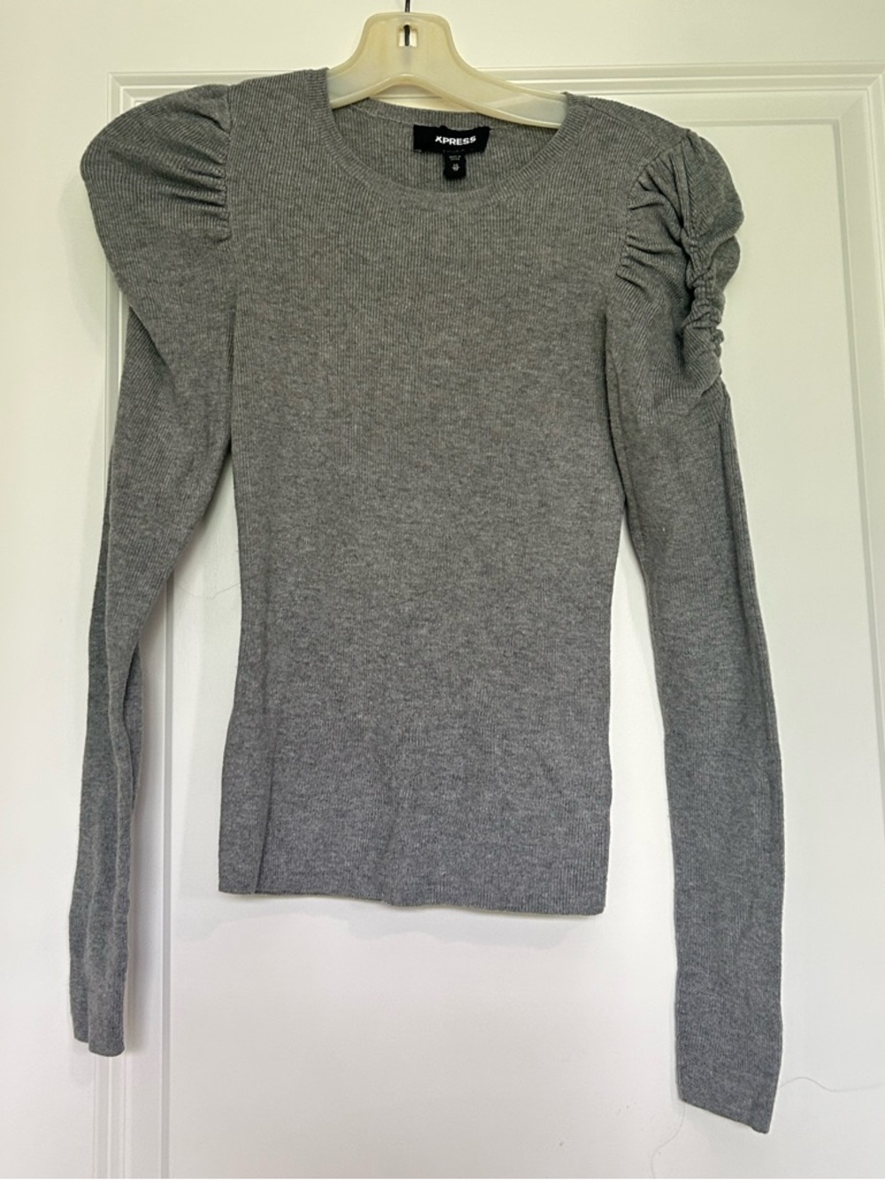 Gray Puff Sleeve Sweater